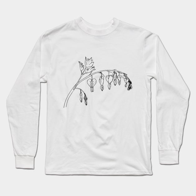 Bleeding Hearts Botanical Drawing Long Sleeve T-Shirt by EmilyBickell